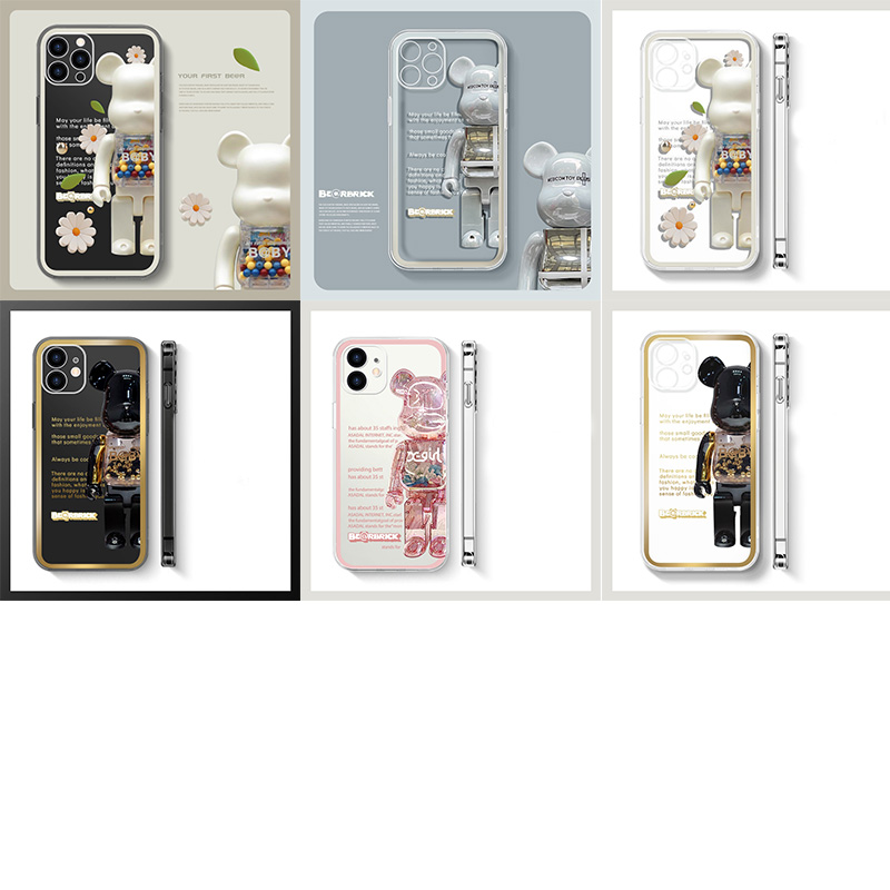 カウズ BE@RBRICK ブランド iphone 13pro/13mini/13pro maxケース 熊柄 KAWS クリアケース モノグラム 
