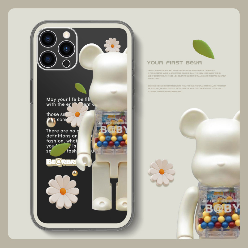 kawsカウズbe@rbrick ジャケット韓国風 熊 クリア モノグラム 激安 アイフォン13/12/11/x/8/7カバー