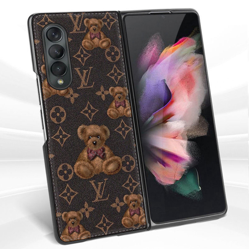 ヴィトンlv ブランド ギャラクシーz fold3/z flip3/w21カバー 折畳み 手帳型 革 モノグラム熊インスタ風 男女