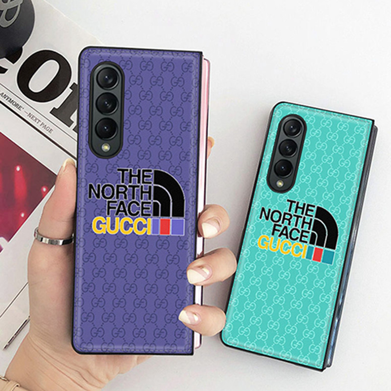 GUCCI X THE NORTH FACE コラボ ブランドGalaxy z flip 3/flip 2/z fold3/fold 2ケース 個性 折りたたむカバー