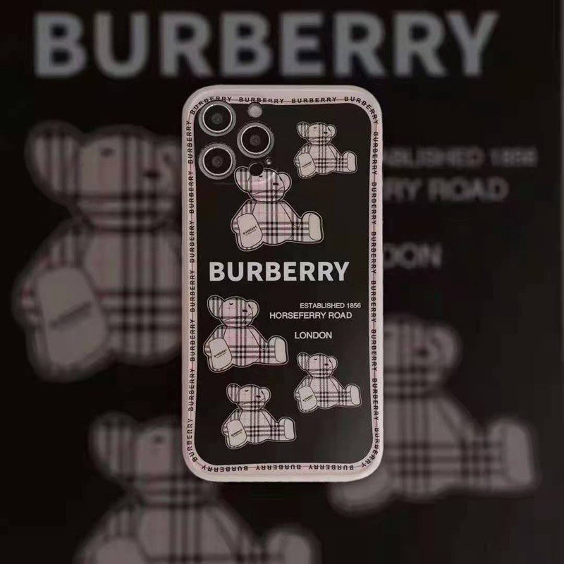 バーバリーBurberryブランドアイフォン13プロマックス/13ミニカバー ジャケット型 熊 モノグラム 四角保護 