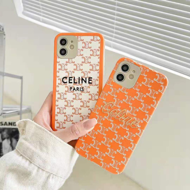 セリーヌCelineブランド アイフォン13/12s/12mini/12pro maxケース ジャケット型 刺繍 モノグラム 四角保護