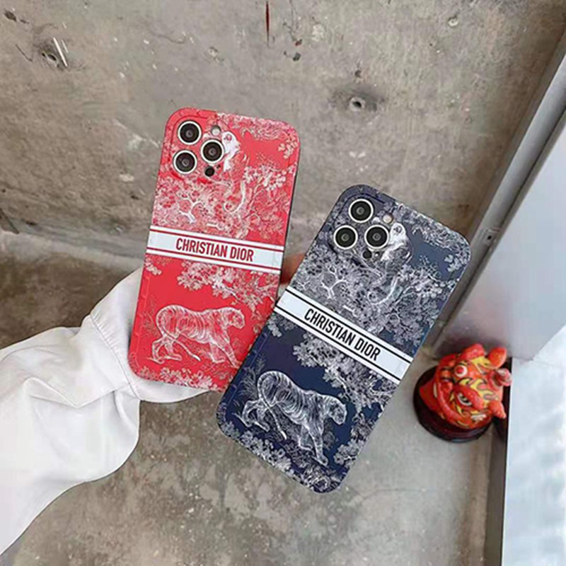 ディオール ブランド iPhone13/12s/12/12 pro/12pro maxケース DIOR 虎猿柄 シリコン製
