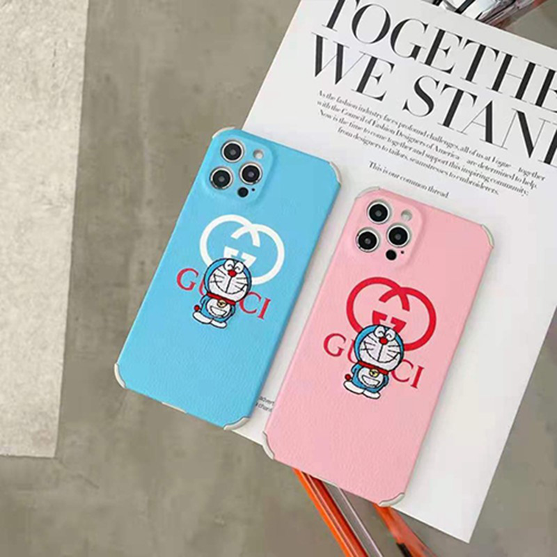 グッチ ドラえもん コラボ ブランド iPhone13/12s/12/12 pro/12pro maxケース キャラクター GG柄 シリコン製