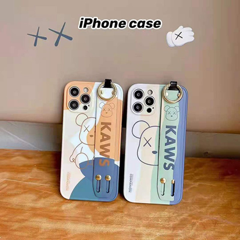 KAWS ブランド iphone13/13 pro/13 mini/13 pro maxケース ハンドバンド付 ジャケット型 カウズ
