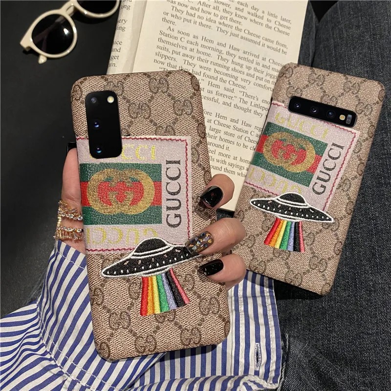 グッチGucciブランドギャラクシー s21+/s21 ultraカバー ジャケット型 ins風 モノグラム 刺繍 UFO セレブ愛用 彩色
