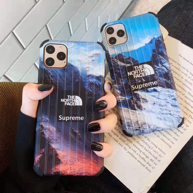 シュプリーム  ザノースフェイス コラボ ブランド iphone13/12s/13 mini/13pro max/13 proケース 雪山柄