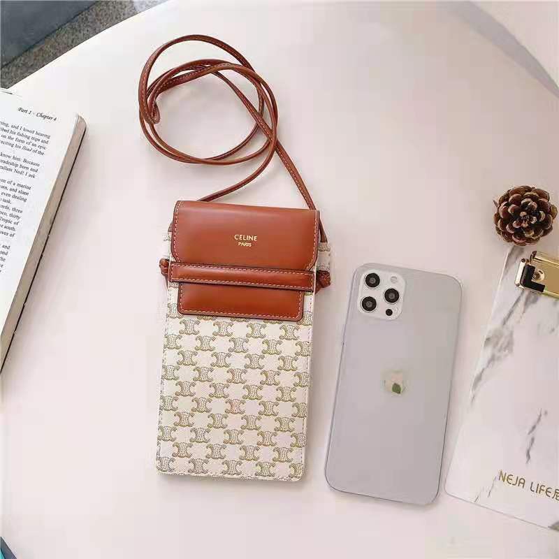 セリーヌ iphone 13 pro/13 mini/13 pro maxケース Ins風 レザー CELINE Galaxy S22ケース おまけつき ストラップ付き AQUOS ショルダーバッグ型