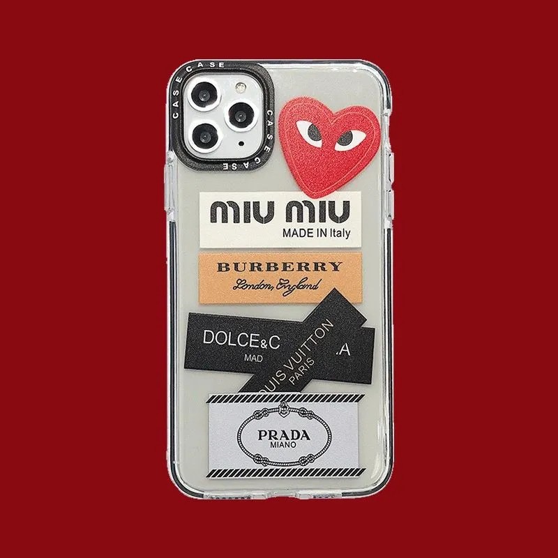 MiuMiuミュウミュウ ブランドiphone14pro max/14plusケース かわいい CDG クリア Burberry Prada 四角保護 耐衝撃 アイフォン14カバー
