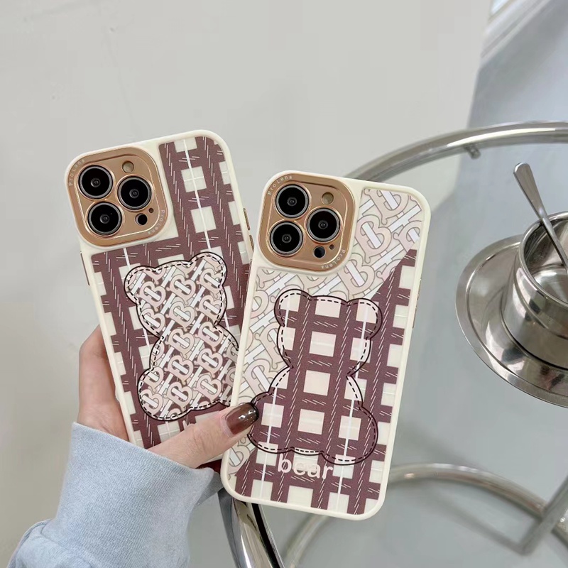 BURBERRY ブランド バーバリー iPhone 14pro max/14maxケース 韓国風 モノグラム 熊柄 ジャケット型