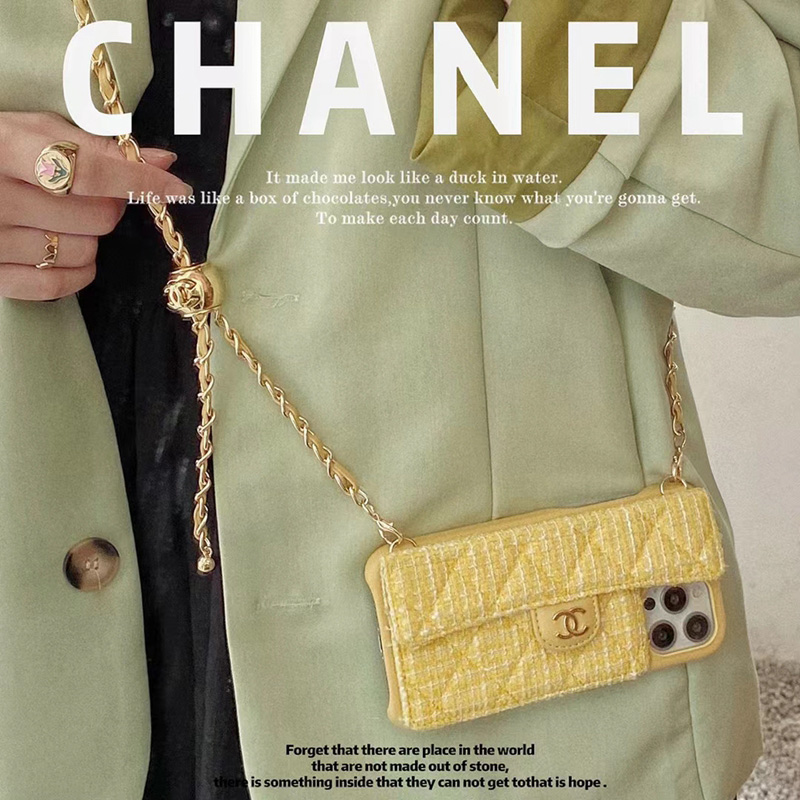 chanel ブラント カード収納 バッグ型 アイフォン13/12/11ケース チェーン封筒 バッグ