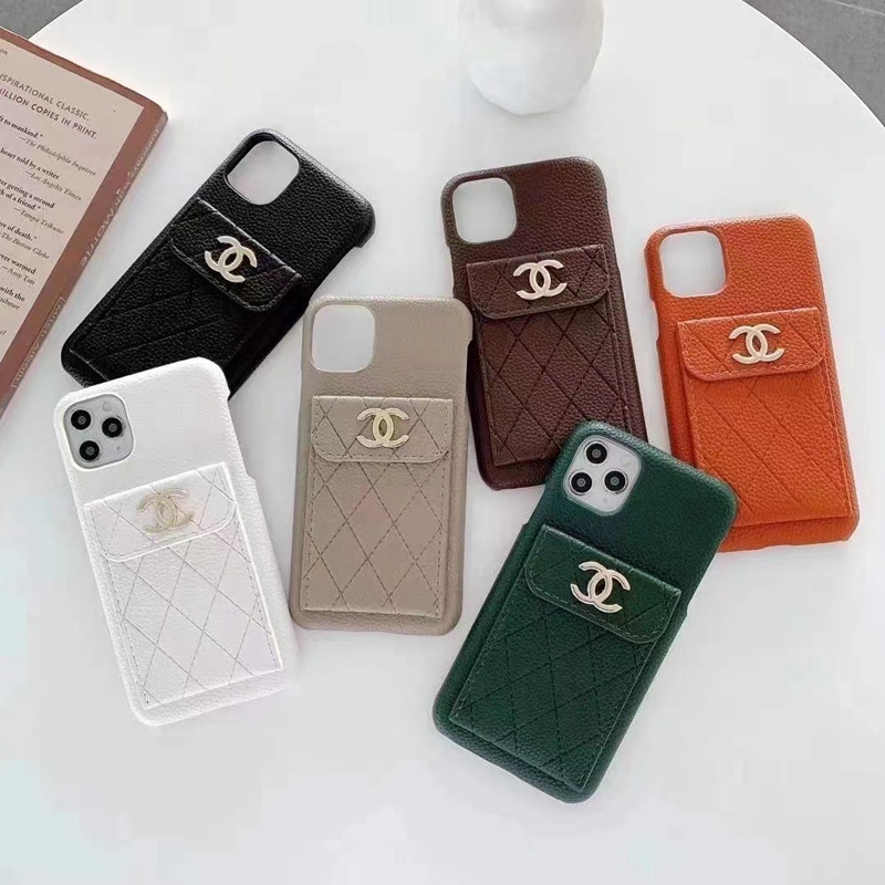 CHANEL ブランド iphone 13 mini/13 pro/13 pro maxケース カード入れ レザー シンプル ポケット付き