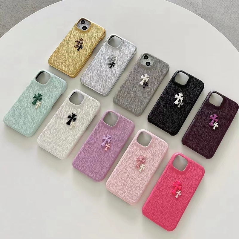 Chrome Hearts ハイブランド iPhone 14/14 Pro/14 Pro Maxケース クロムハーツ韓国風モノグラム十字レザー風 ジャケット型 カラー色
