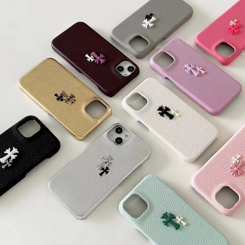 chrome hearts iphone14pro max plusケース十字クロムハーツ彩色モノグラム革ジャケット ブランド アイフォン14プロ マックス コピー