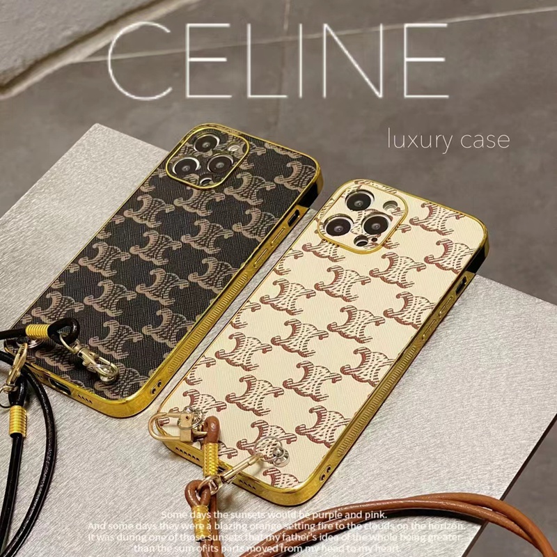 Celine ブランド セリーヌ iphone 14/14 pro/14 pro max/14 plusケース おしゃれ ストラップ ジャケット型