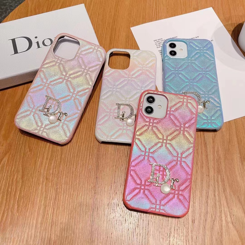 DIOR ブランド ディオール iPhone SE3/13/13 Pro/13 Pro Maxケース おしゃれ モノグラム レザー キラキラ