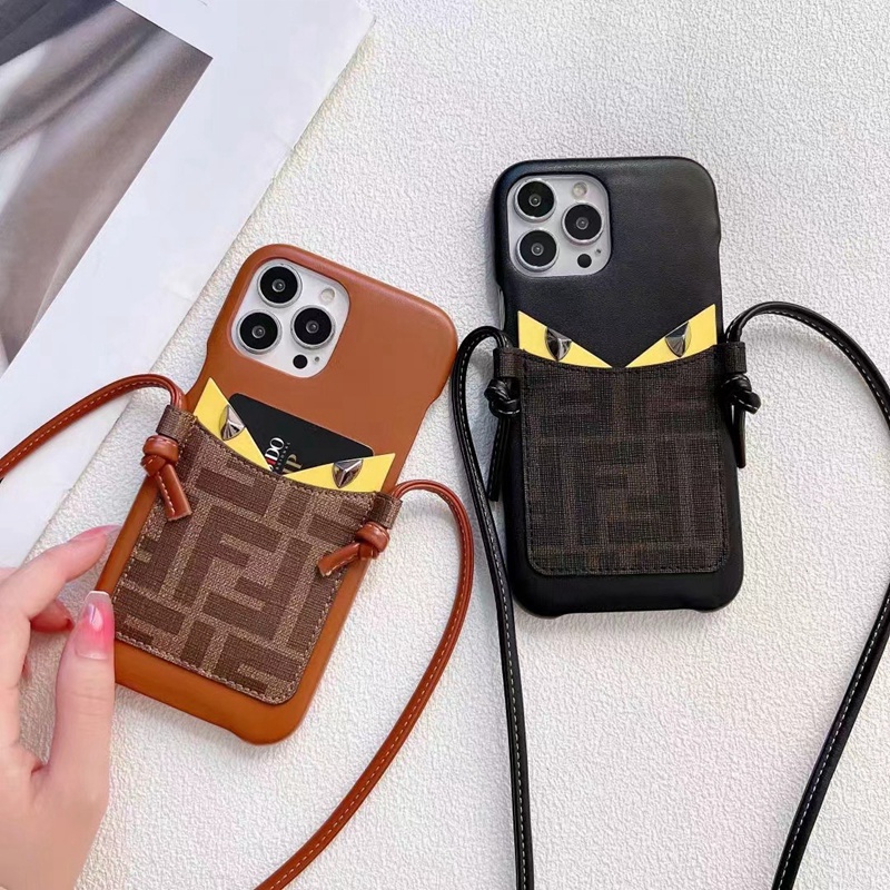 FENDI ブラント フェンディ iphone SE第3世代/13/13 pro/13 pro maxケース かわいい モンスター柄 カード 斜めかけ