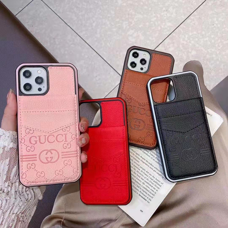 Gucci ブランド グッチ iphone 14/14 pro/14 pro max/14 plusケース かわいい カード入れ モノグラム レザー