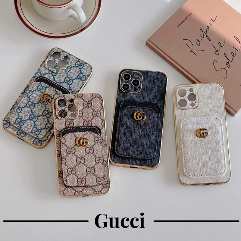 Gucci グッチ ハイブランド iphone 14/14 Pro/14 Pro max/14 Plusケース 韓国風 カード入れ レザー製 モノグラム 財布