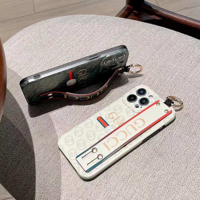 Gucci/グッチ ハイブランド Iphone14/14 Pro/14 Pro Maxケース 韓国風 縞柄 ハンドバンド付 リング付き モノグラム ジャケット型 アイフォン14ケース レディース