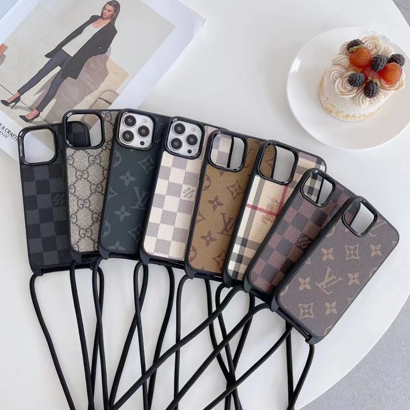 LV/ルイヴィトン GUCCI/グッチ BURBERRY/バーバリー ブランド iphone se3/14/14 pro/14 pro max/13 miniケース かわいい ストラップ付き 斜め掛け