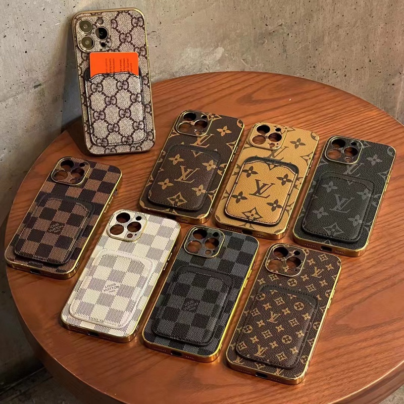 LV/ルイヴィトン ブランド GUCCI/グッチ iphone 14/14 pro/14 pro max/14 plusケース モノグラム カード入れ レザー ポケット