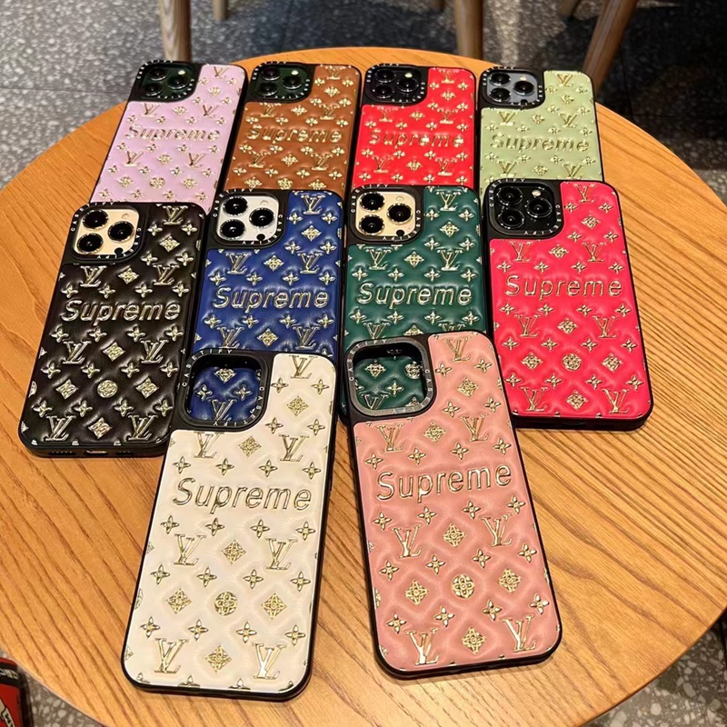 LV Supreme コラボ ルイヴィトン シュプリーム ブランド Iphone 14/14 Pro/14 Pro Maxケース 韓国風 モノグラム レザー きらきら 収納可能 アイフォン14カバー 大人気 メンズ レディーズ