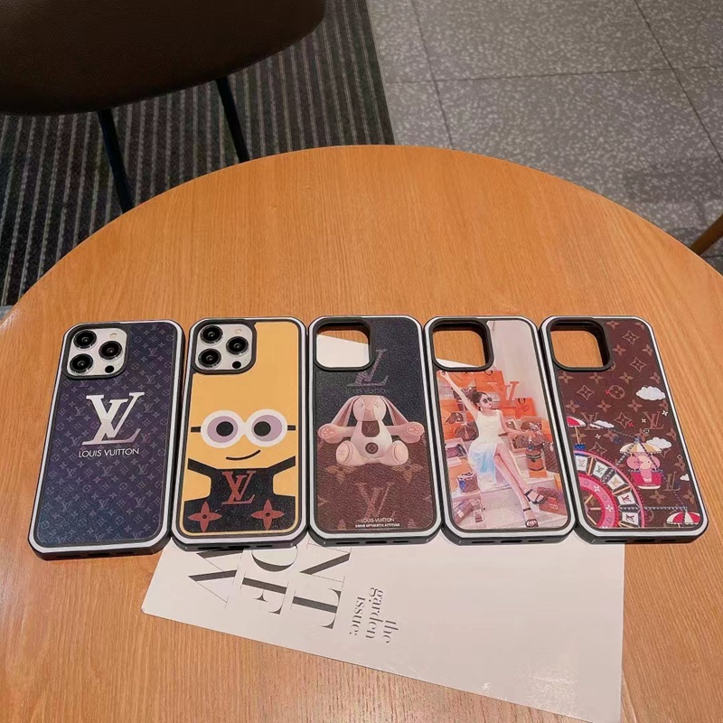 LV ハイブランド iPhone 14/14 Pro/14 Pro Max/14 Plus ケース 韓国風 ルイヴィトン ミニオン 美人 ウサギ 観覧車 花柄 キャラクター風 レザー 男女