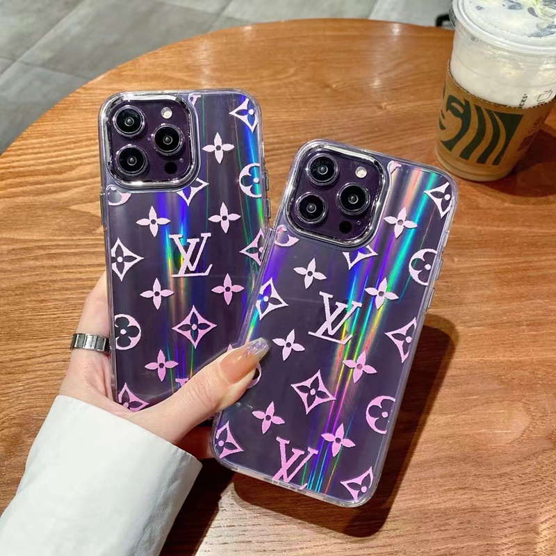 Louis Vuitton ハイブランド iPhone 14/14 Pro/14 Pro Maxケース 韓国風 クリアケース LV/ルイヴィトン キラキラ ピンク色 モノグラム