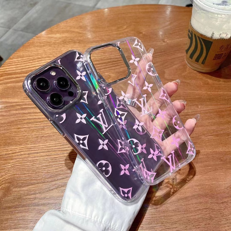 lv iphone14pro max plusケース ヴィトンins風クリア きらきら モノグラム ピンク ブランド シンプル アイフォン14プロ マックス男女