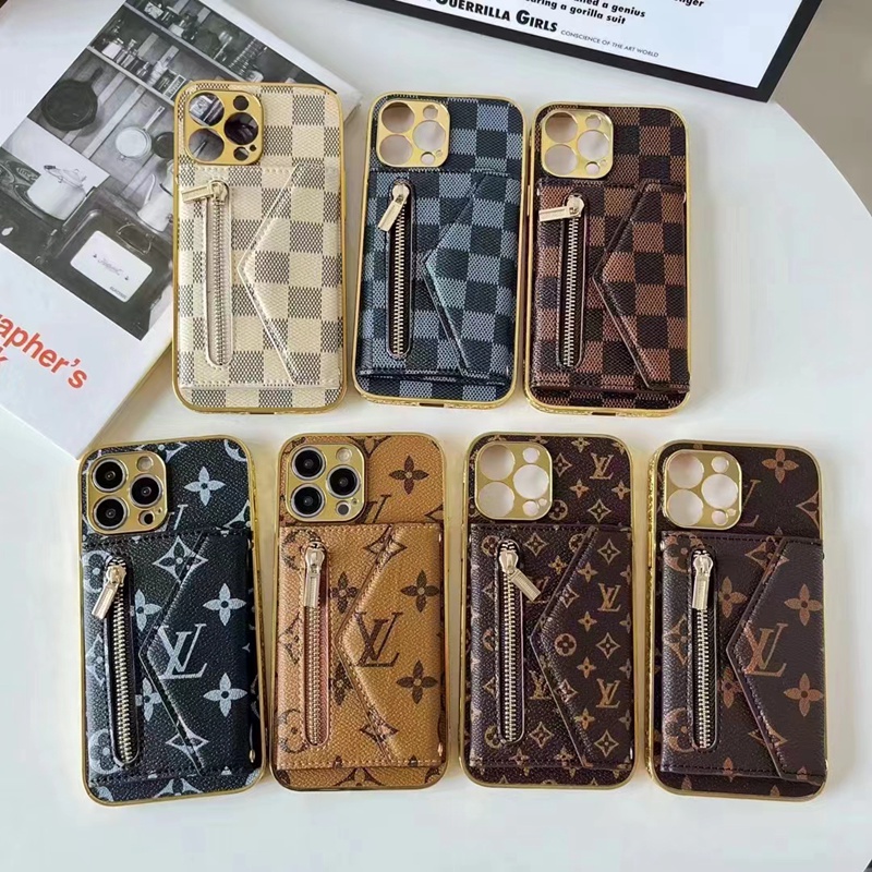 LV ハイブランド iPhone 14/14 Pro/14 Pro Maxケース おしゃれ カード入れ 財布型  ルイヴィトン ジッパー付き レザー 小銭入れ モノグラム 韓国風