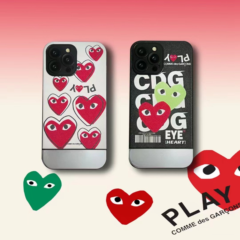 NIKE CDG ハイブランド iphone 14/14 pro/14 pro maxケース 韓国風 ナイキ コムデギャルソン メッキ 心柄 Comme des Garçons