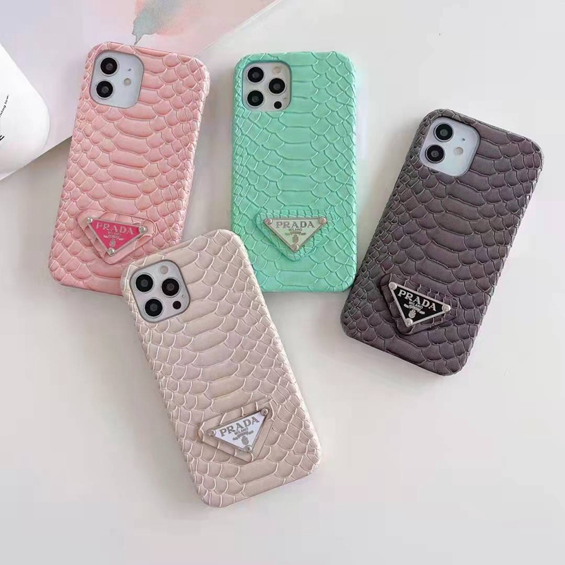 Pradaプラダ ブランドiPhone se3/14 Galaxy a53/S22+ultraケース蛇モノグラム革ジャケット型 男女通用