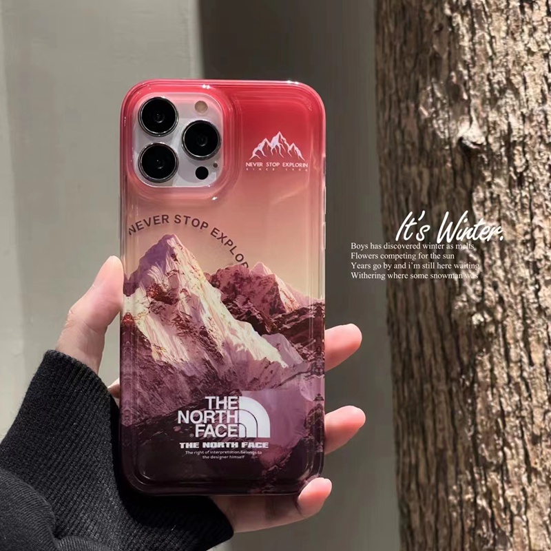 ザノースフェイスiphone14pro max plusケース雪山きらきらthe north faceブランド モノグラム アイフォン14カバー男女
