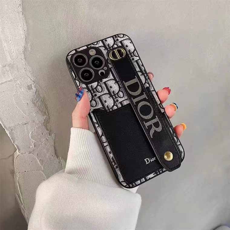 Diorディオール ブランドiphone14pro max mini/se3/A53/S22+Ultraケース モノグラム革ジャケット落下防止カード