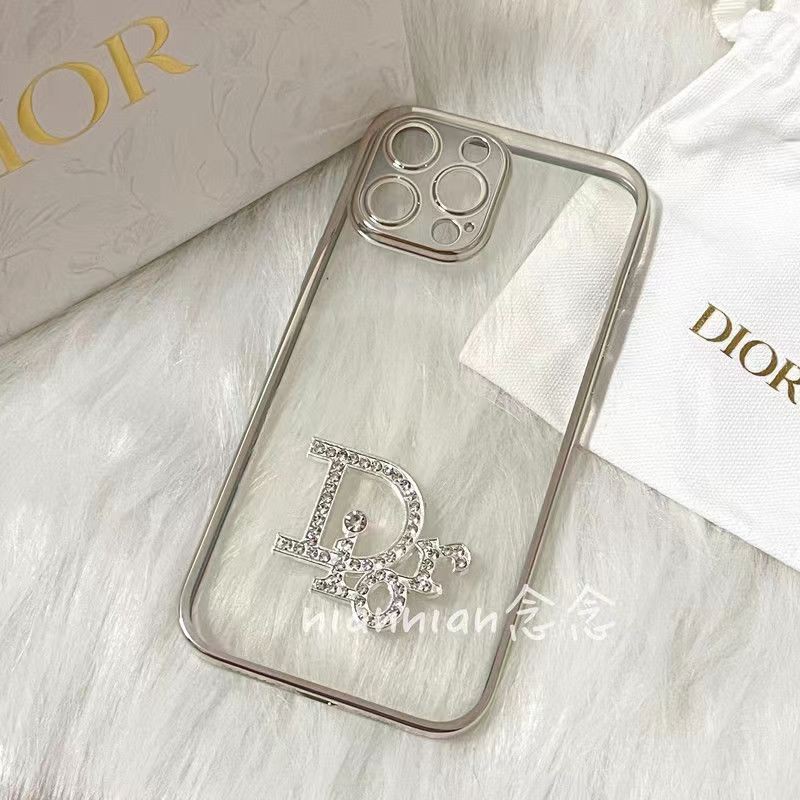 dior iphone14pro max/14plusケース ディオール クリア キラキラ ブランド モノグラム アイフォン14カバー男女