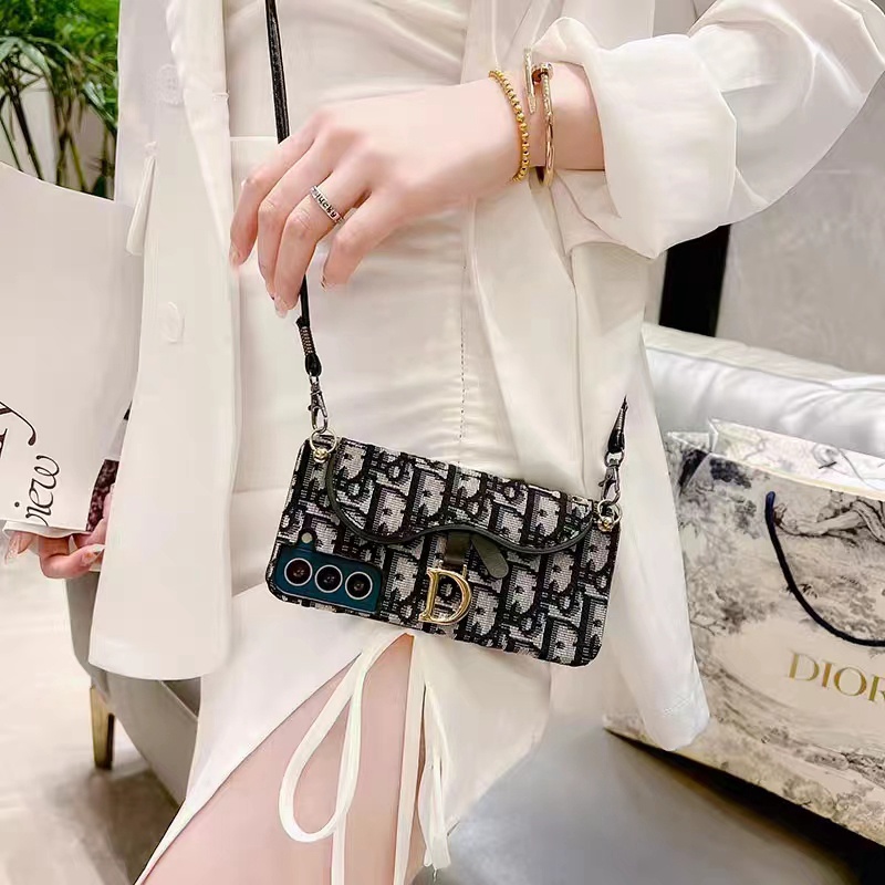 DIOR ディオール Galaxy S23/S23+/S23 ultraケース かわいい バッグ型 収納可能 カード入れ ブランド レザー チェーン