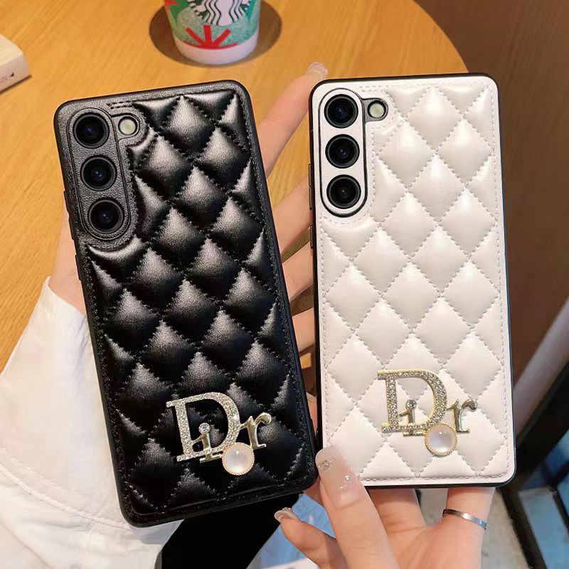 Dior ハイブランド Galaxy S23/S23 Plus/S23 Ultraケース ディオール 韓国風 キラキラ 革製 モノグラム レザー