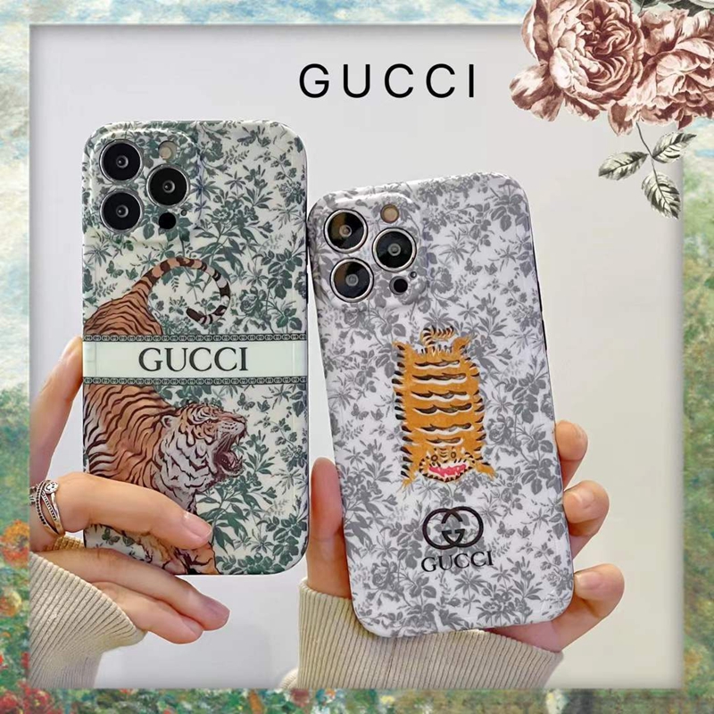 GUCCI/グッチ ブランド iphone se 第3世代/13/13 pro/13 pro maxケース オシャレ 植物 虎 モノグラム