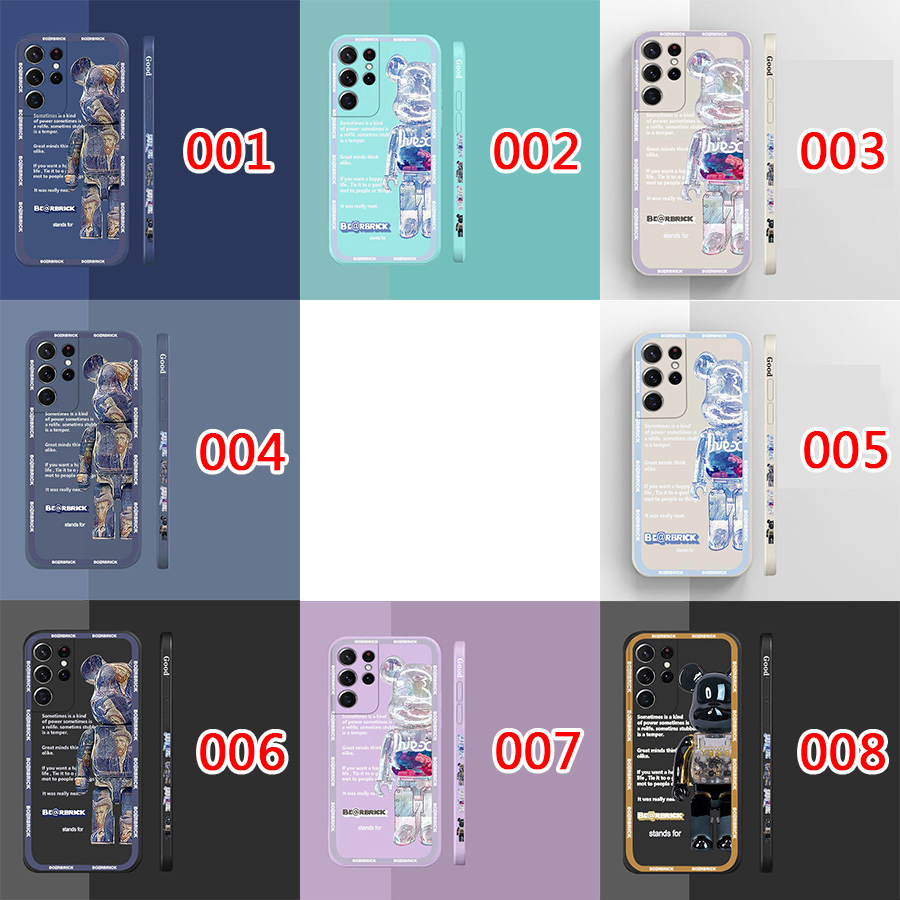KAWSカウズBe@Rbrickベアブリック ブランドIphone 14 Plus/14 Pro Maxケース お洒落 熊 モノグラム シリコン ジャケット型 Galaxy S23+Ultraカバー