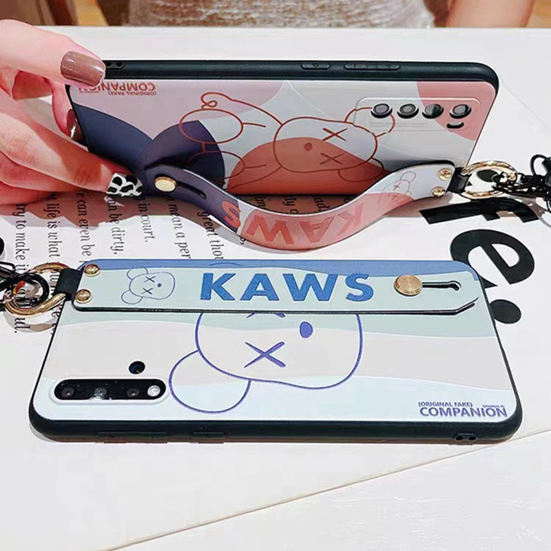 KAWS ブランド Galaxy S23/S23+/S23 Plus/S23 Ultra/A54 5Gケース カウズ 韓国風 ストラップ付き 熊柄 リング付き ハンドバンド付き耐衝撃