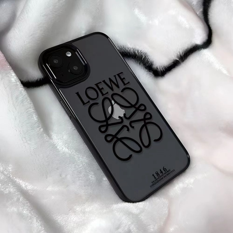 loewe iphone14pro max plusケース ロエベ透明モノグラム黒白ブランド アイフォン14カバー 男女