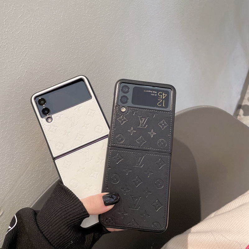 LV ルイヴィトン ブランド Galaxy Z Flip 3ケース ins風 背面レザー 保護 モノグラム柄 折りたたむ