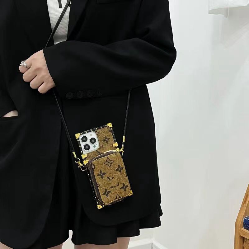 LV ルイヴィトン 男女兼用 ブランド galaxy s23/s23plus/s23 ultraケース  財布 トランク型 革バッグ型 カード収納 斜め掛けショルダー チェーン付き