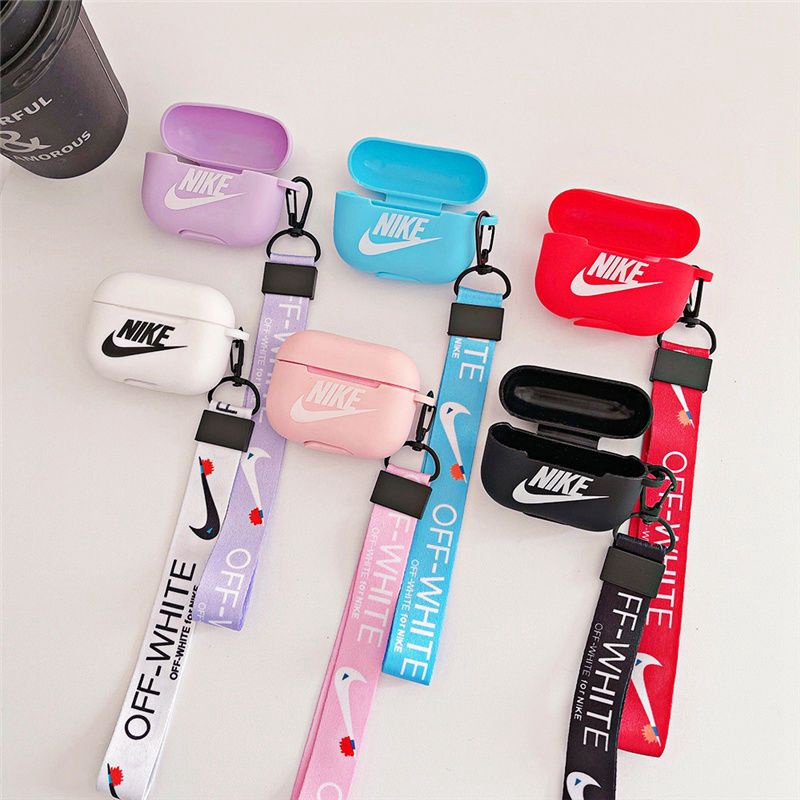 NIKE ナイキ airpods pro2/3/Pro/2/1ケース 激安ハイブランド チェーン付き モノグラム TPU製 第1/2/3世代 保護 紛失防止