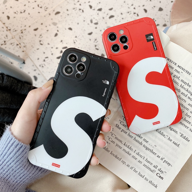 Supreme /The North Face コンボ ブランド iphone 13/13 pro/13 pro maxケース かわいい シュプリーム/ザ·ノース·フェイス 黒赤色 個性