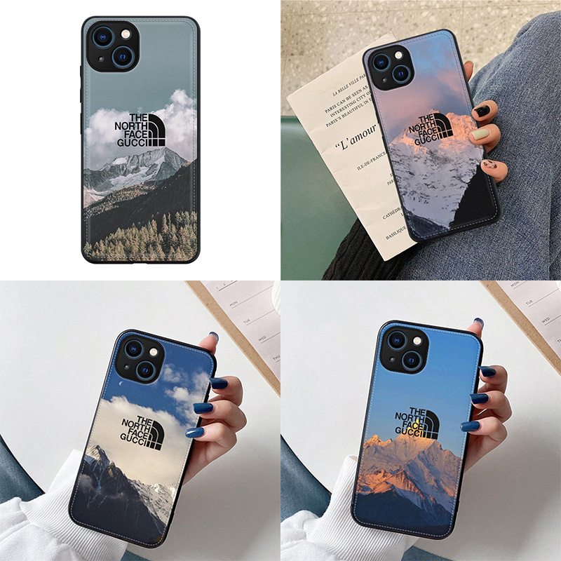 THE NORTH FACE ハイブランド iphone 13 pro/13 pro max/13 miniケース かわいい ザ.ノース.フェイス レザー製 ステッチ