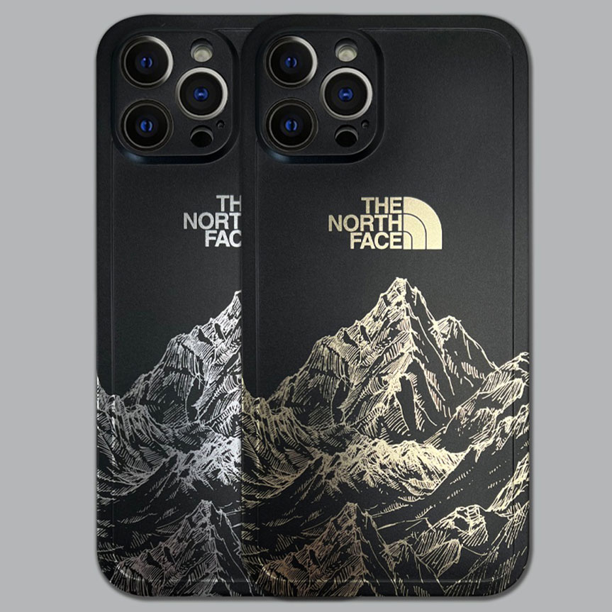 The North Face ザ.ノース.フェイス ハイブランド iphone 13 pro/13 pro max/13 miniケース おしゃれ 雪山柄 金銀色 芸能人愛用