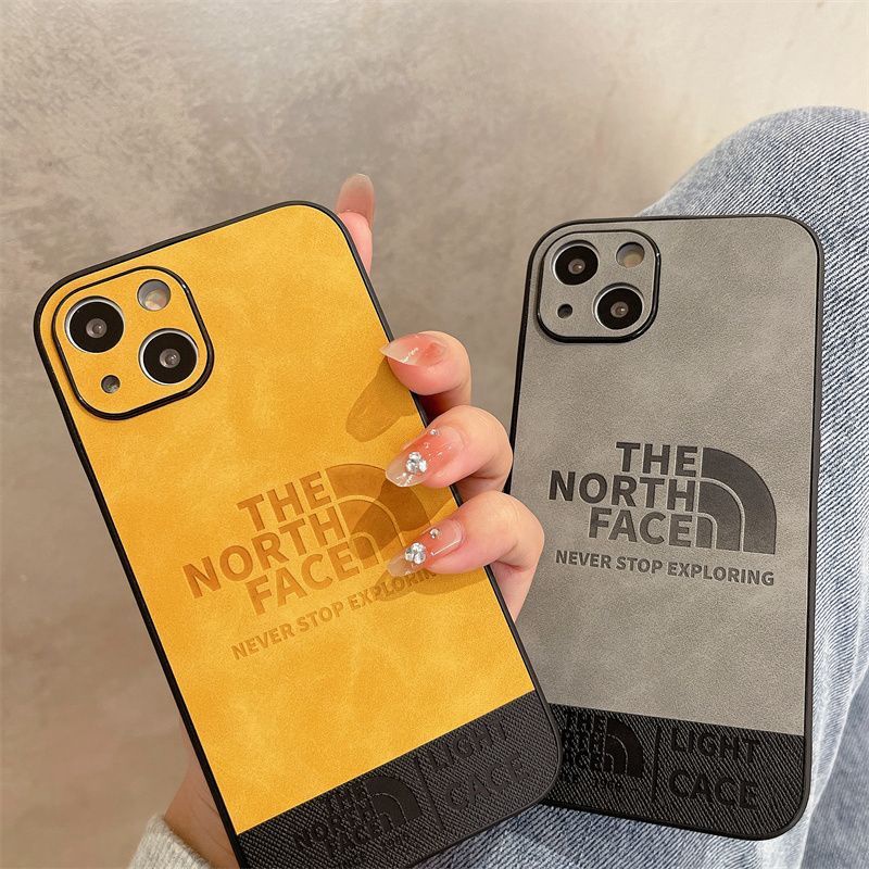 ザノースフェイスiphone14pro max plusケースthe north face革モノグラム ジャケット アイフォン14カバー男女